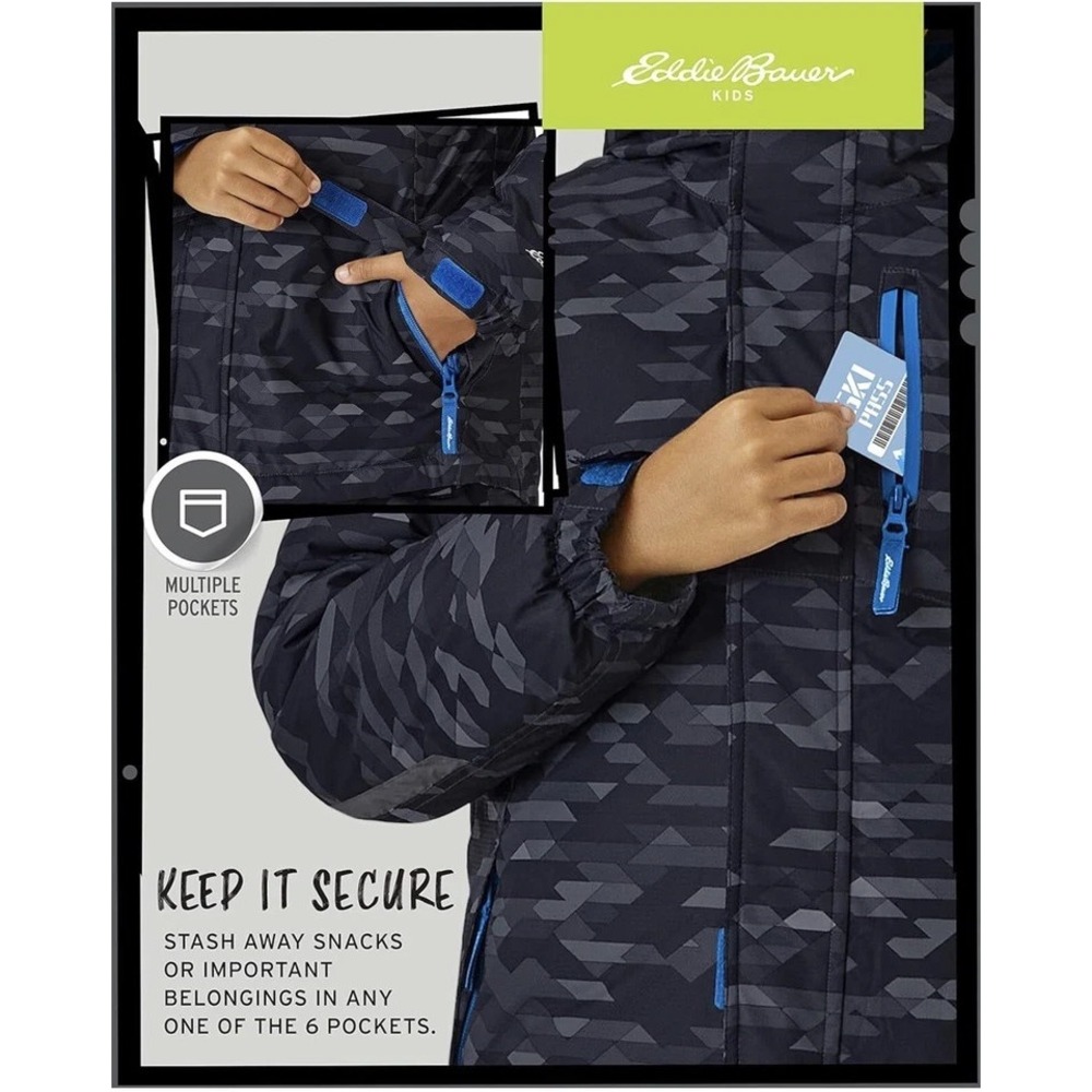 Eddie Bauer Youth 3 in 1 Jacket XL Water Resistant NWT Black Galaxy NWT - Picture 14 of 16